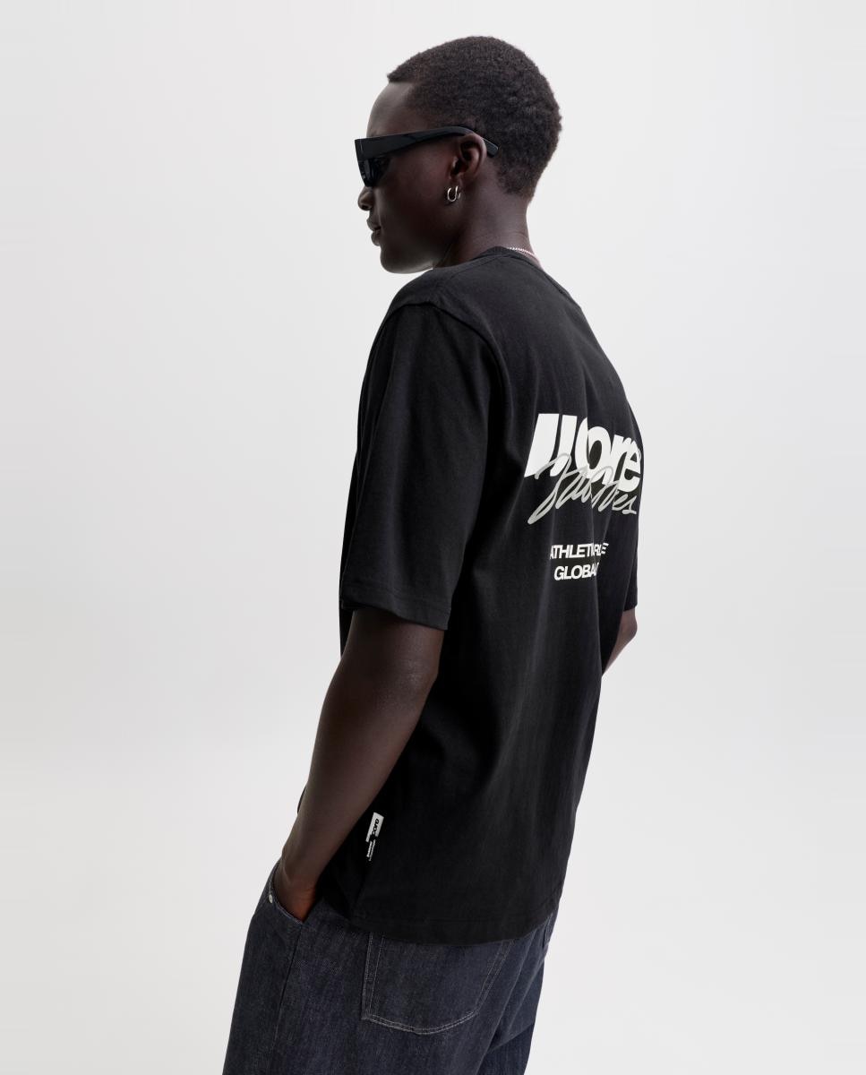 T-shirt para Homem de Manga Curta e Estampado Traseiro Preto-3
