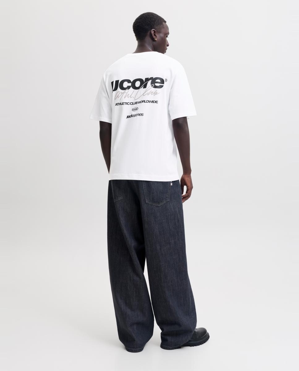 T-shirt para Homem de Manga Curta e Estampado Traseiro Branco-2