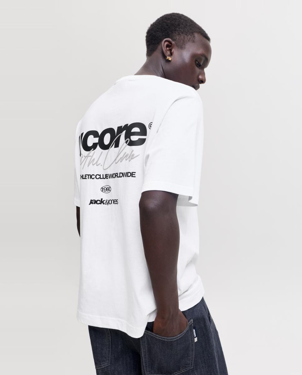 T-shirt para Homem de Manga Curta e Estampado Traseiro Branco-3