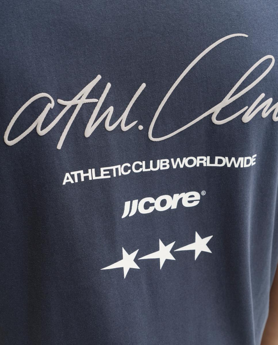 T-shirt para Homem de Manga Curta e Estampado Traseiro Azul-4