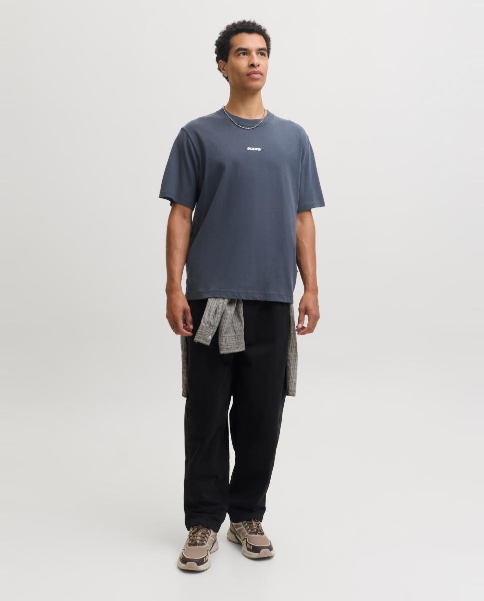 T-shirt para Homem de Manga Curta e Estampado Traseiro Azul-8