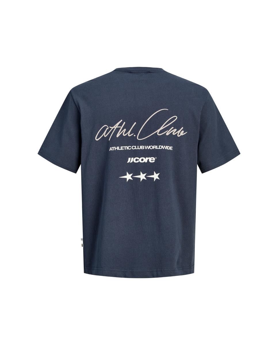 T-shirt para Homem de Manga Curta e Estampado Traseiro Azul-7