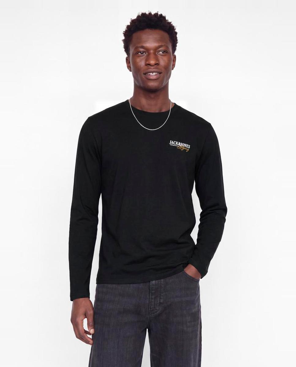 Camiseta de hombre de manga larga con cuello redondo - Jack & Jones - Negro Negro-1
