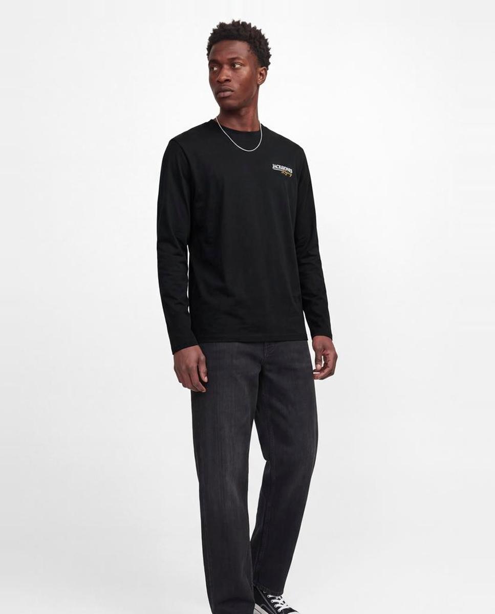 Camiseta de hombre de manga larga con cuello redondo - Jack & Jones - Negro Negro-3
