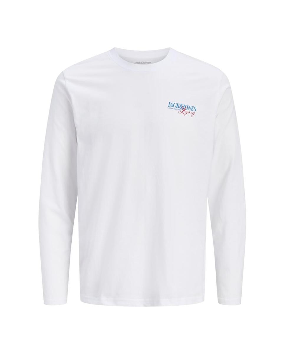 Camiseta de hombre de manga larga con cuello redondo - Jack & Jones - Blanco Blanco-1