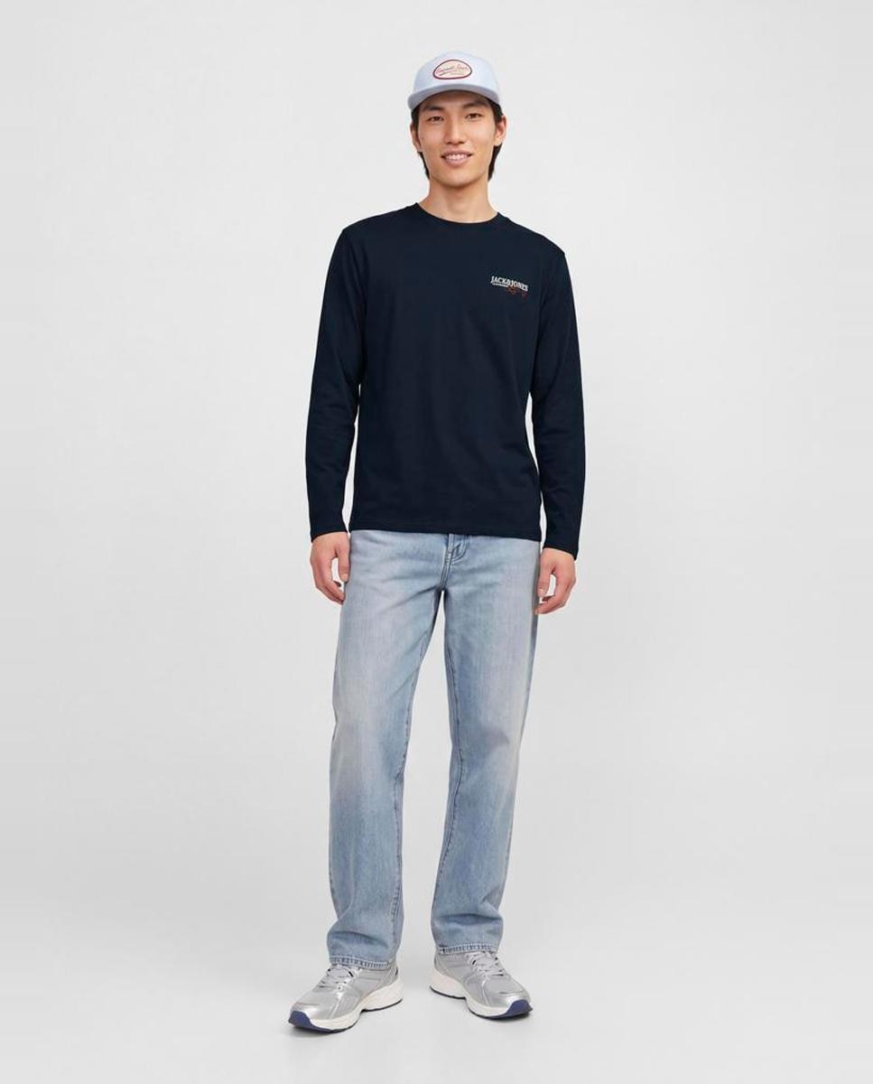 Camiseta de hombre de manga larga con cuello redondo - Jack & Jones - Azul marino Azul marino-6
