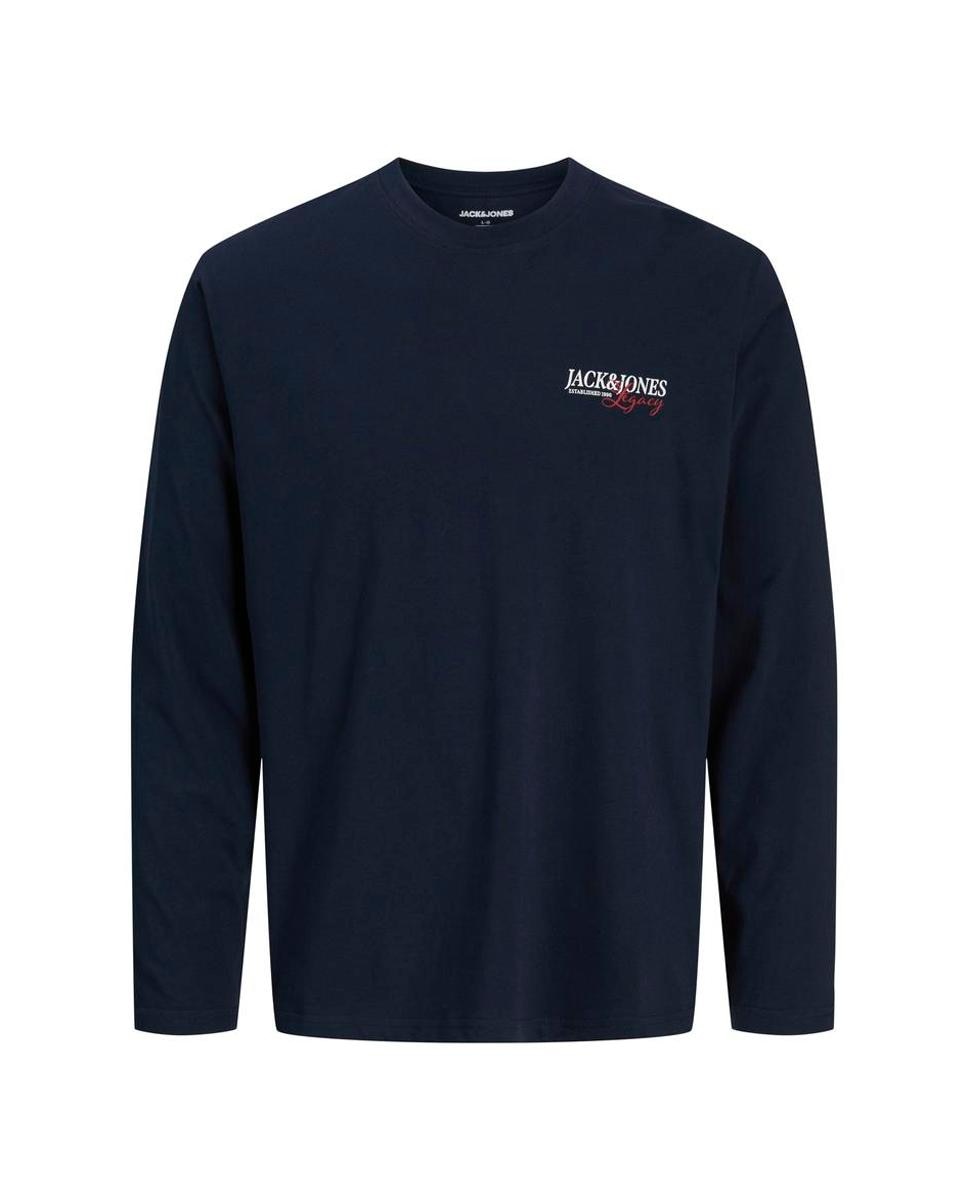 Camiseta de hombre de manga larga con cuello redondo - Jack & Jones - Azul marino Azul marino-4