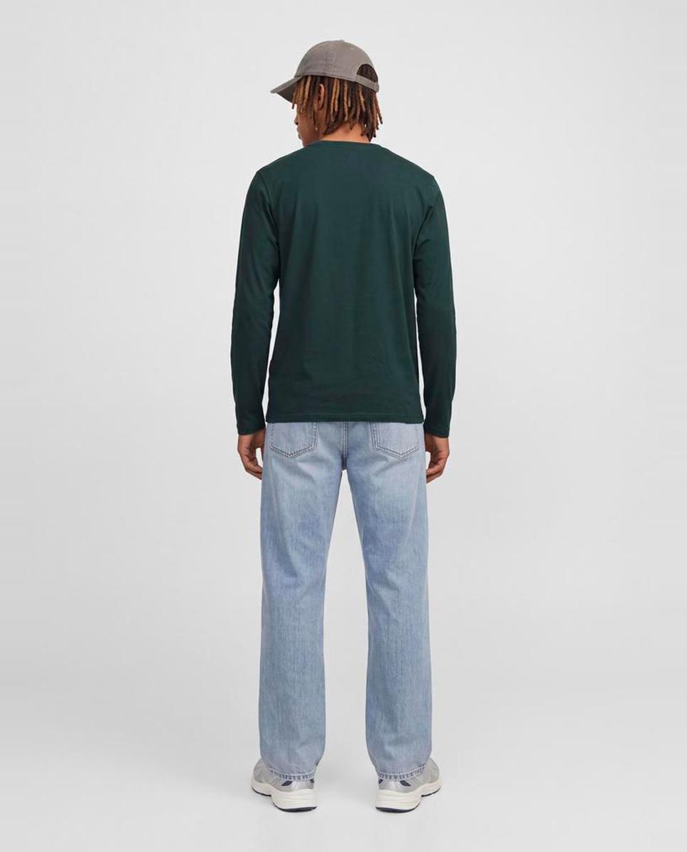 Camiseta de hombre de manga larga con cuello redondo - Jack & Jones - Verde oscuro Verde oscuro-2