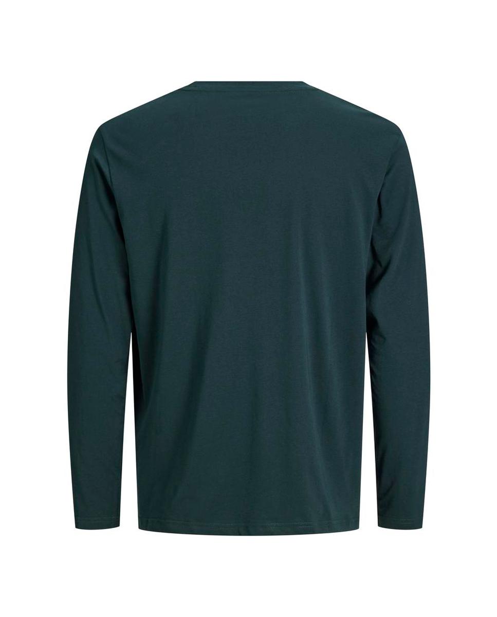 Camiseta de hombre de manga larga con cuello redondo - Jack & Jones - Verde oscuro Verde oscuro-5