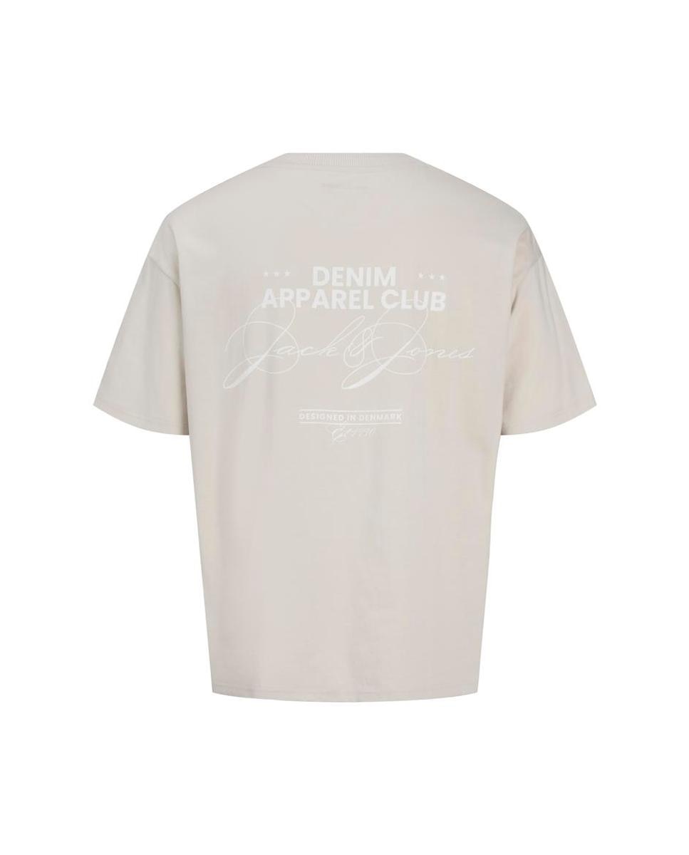T-shirt de Manga Curta com Estampado Traseiro Bege-2