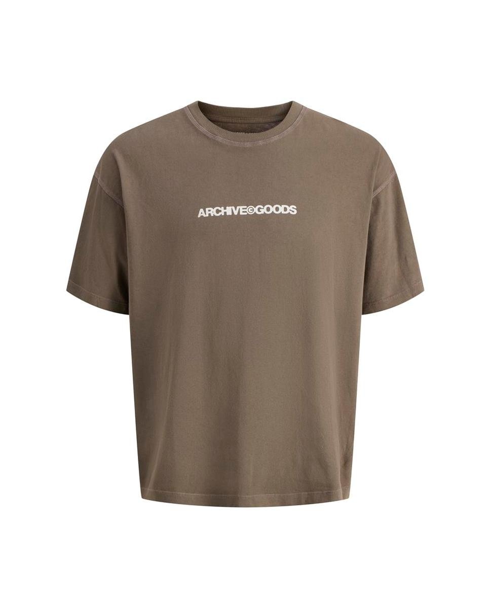 Camiseta de hombre de manga corta con print trasero - Jack & Jones - Gris Gris-1