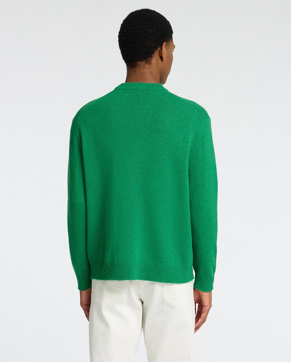 Camisola de Malha com Gola Redonda Verde-2