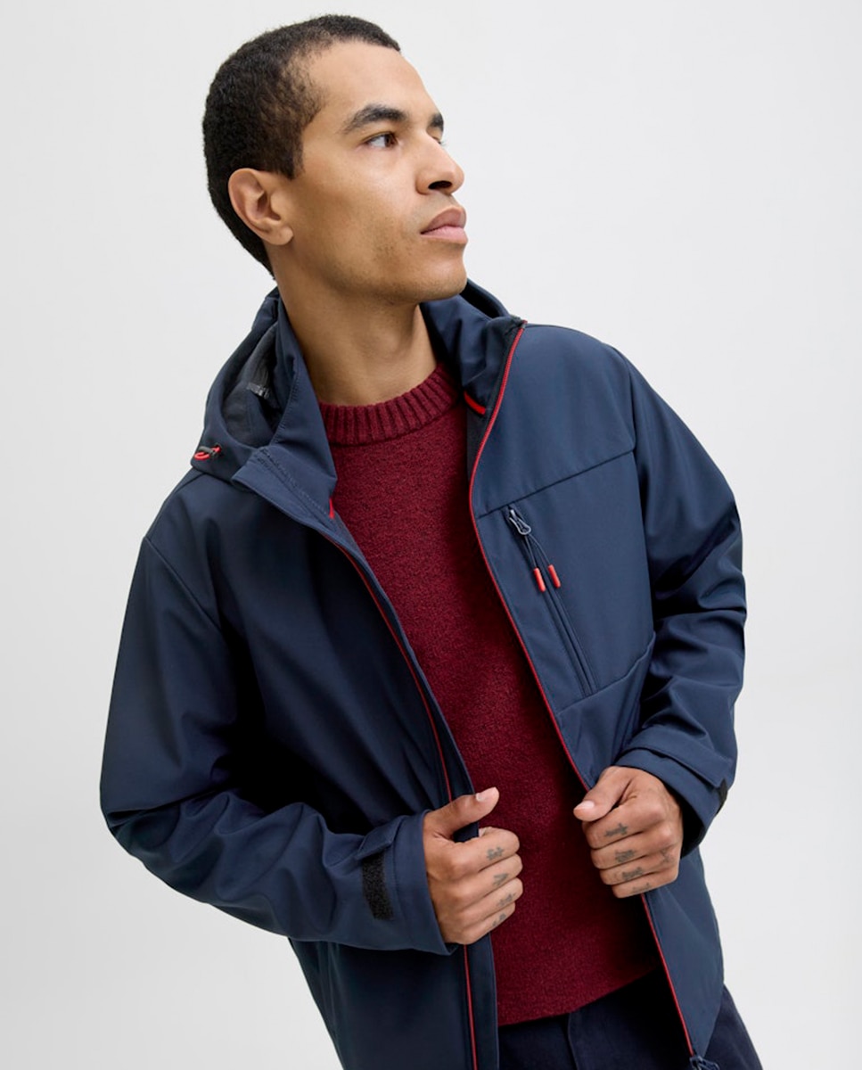 Imagen 3 de Chaqueta ligera softshell de hombre con capucha - Jack & Jones - Azul marino Azul marino