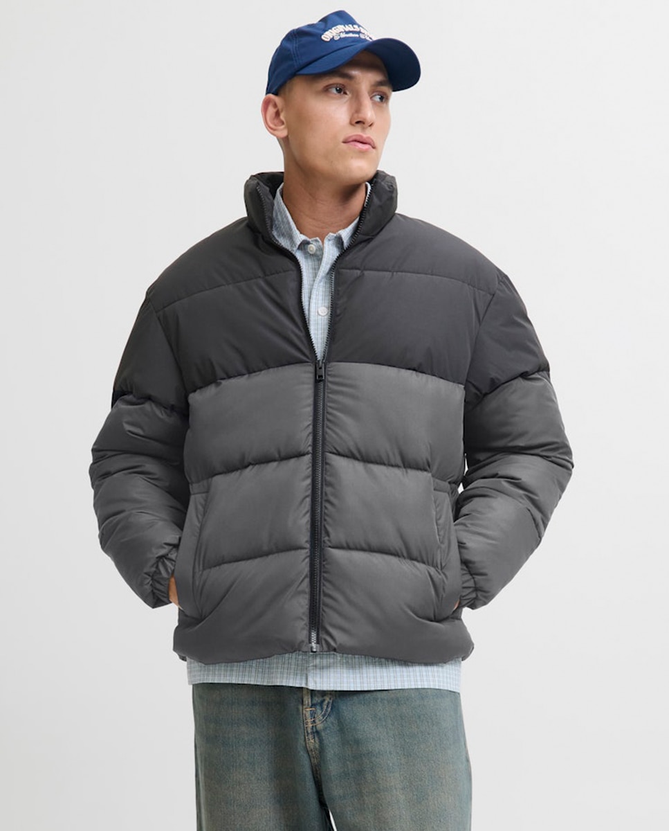 Chaqueta acolchada de hombre cuello alto - Jack & Jones - Gris Gris-1