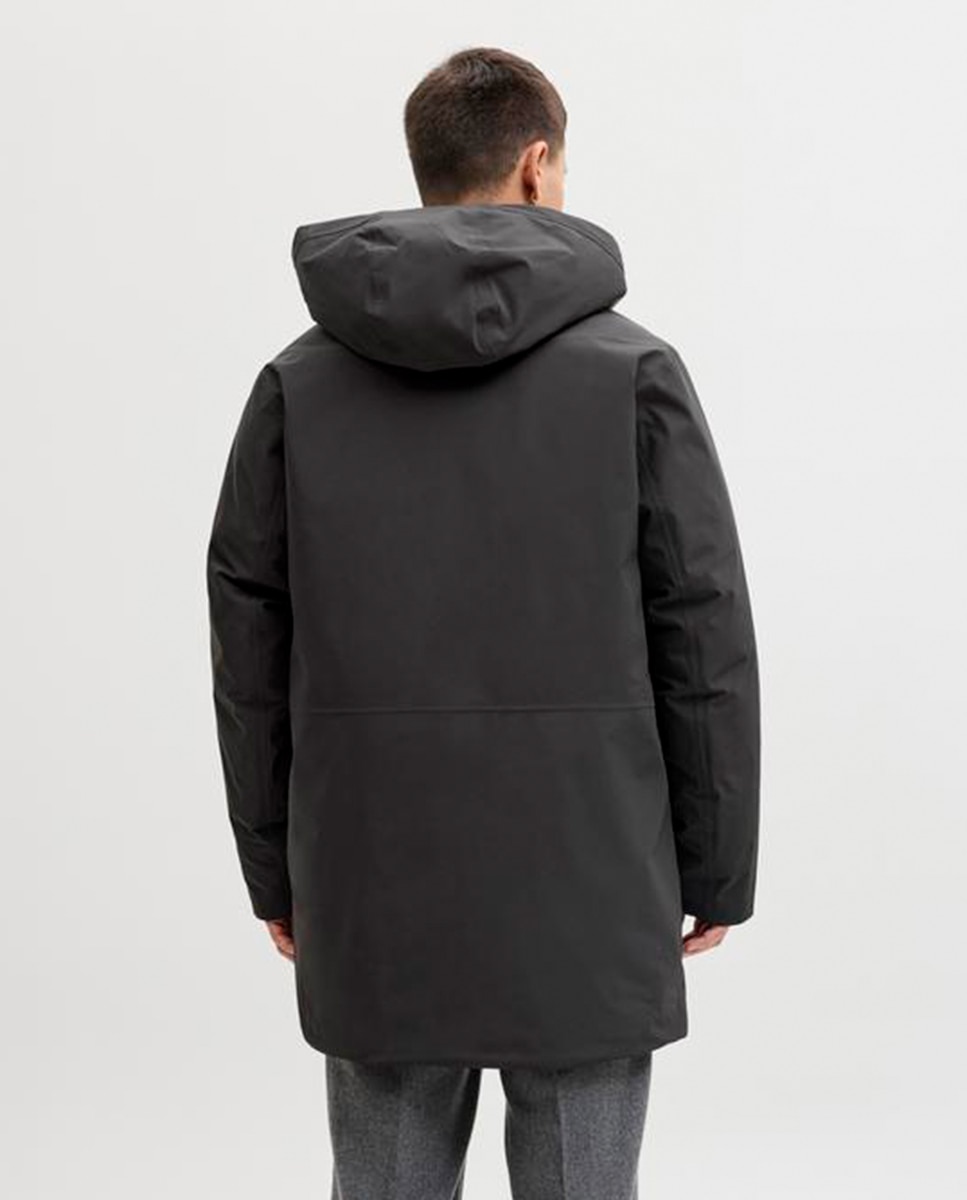 Parka Lisa com Capuz Preto-2