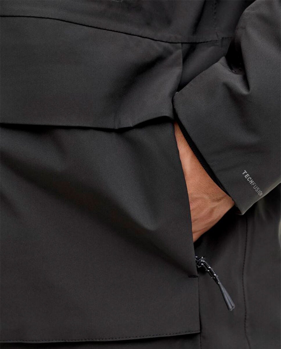 Parka Lisa com Capuz Preto-4