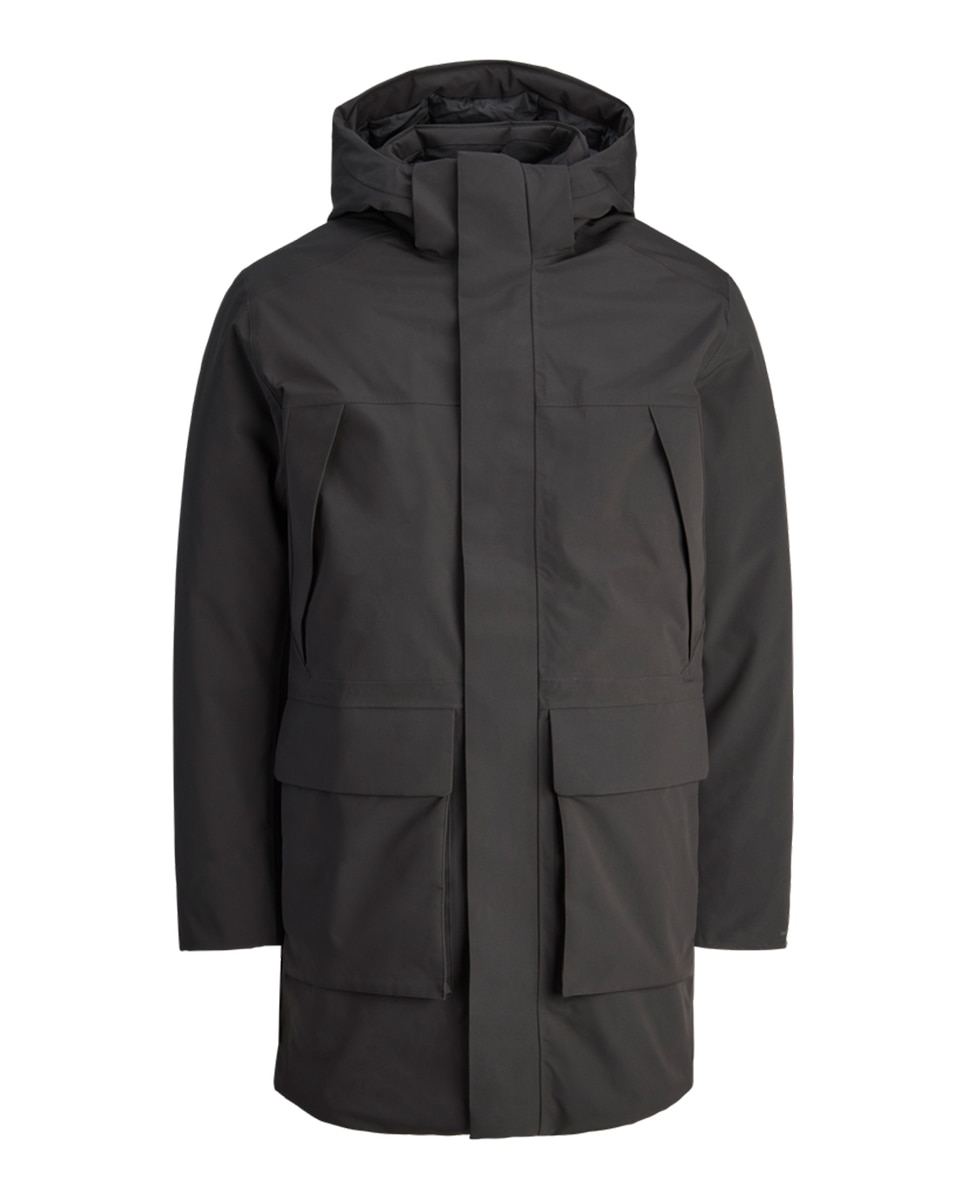 Parka Lisa com Capuz Preto-6