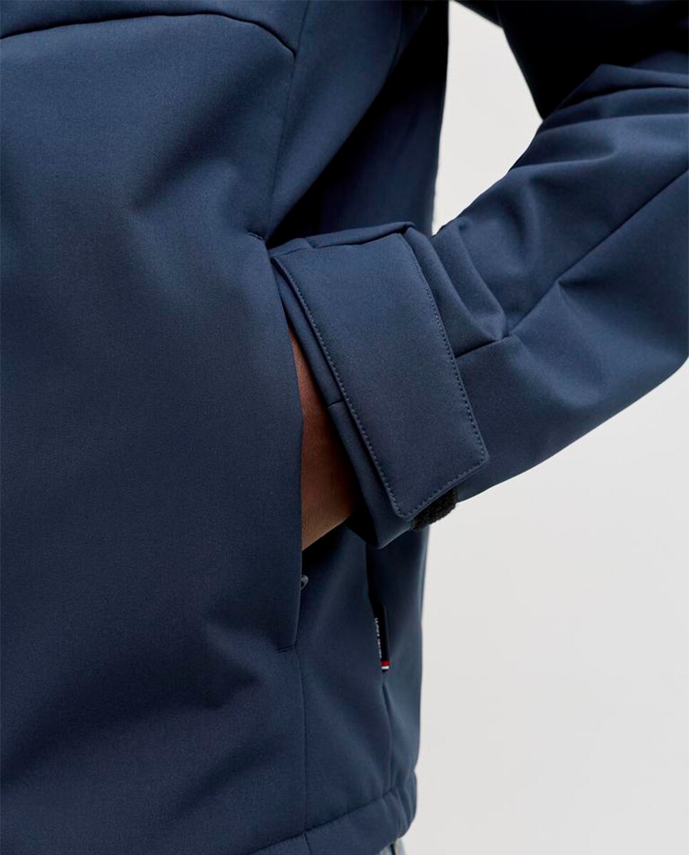 Casaco Softshell com Capuz e Bolso Azul-marinho-4