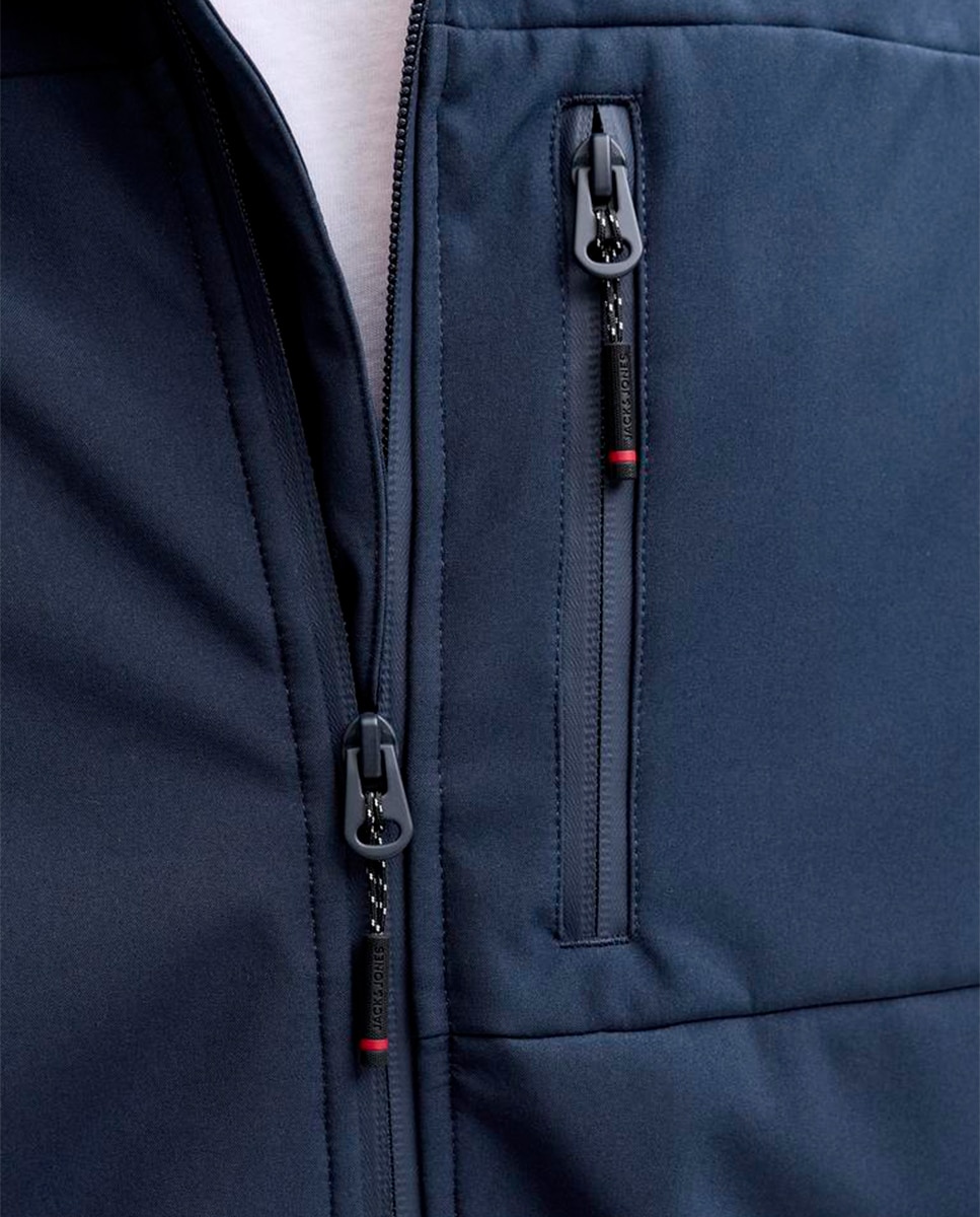 Casaco Softshell com Capuz e Bolso Azul-marinho-5