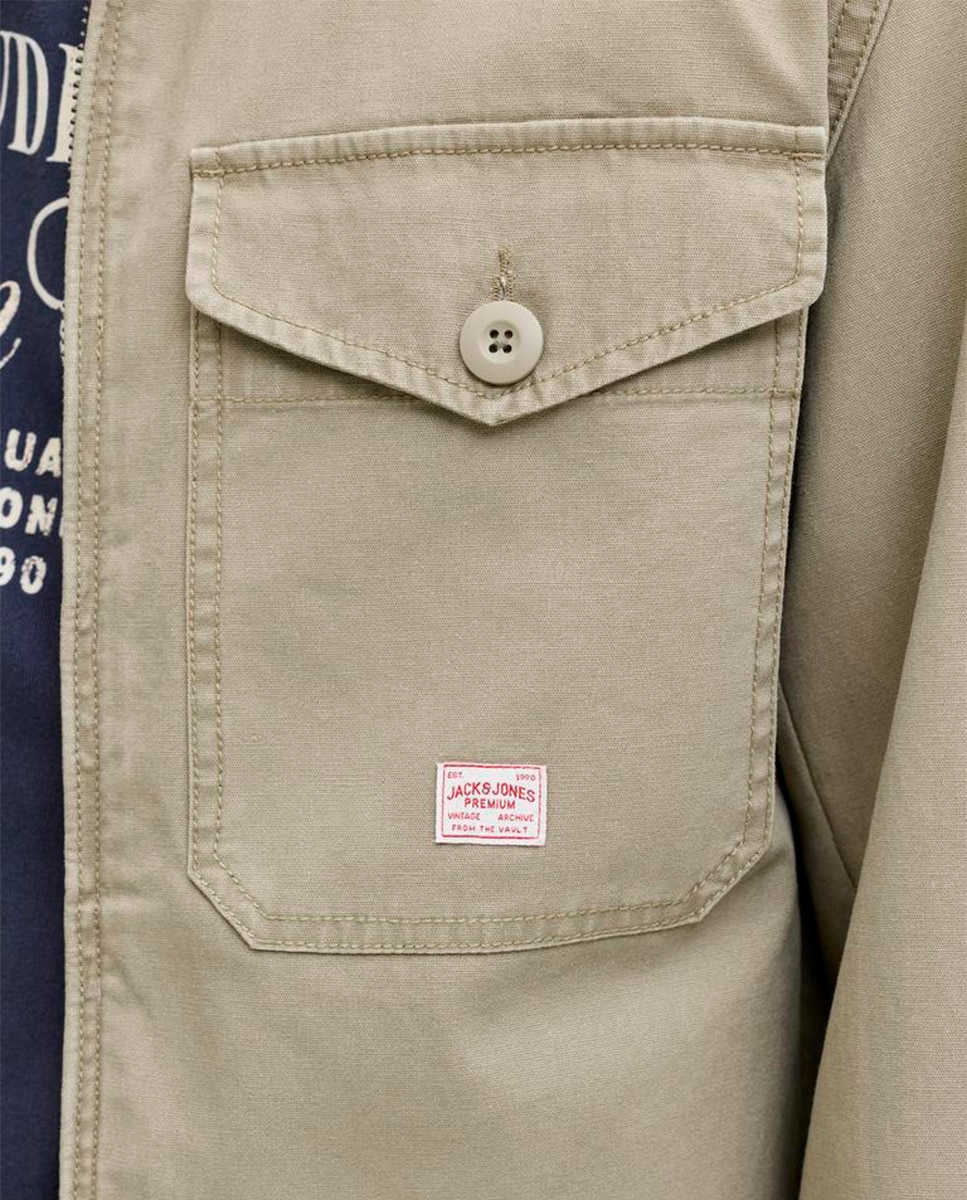 Blusão com Colarinho de Camisa e Bolsos à Frente Castanho-claro-4