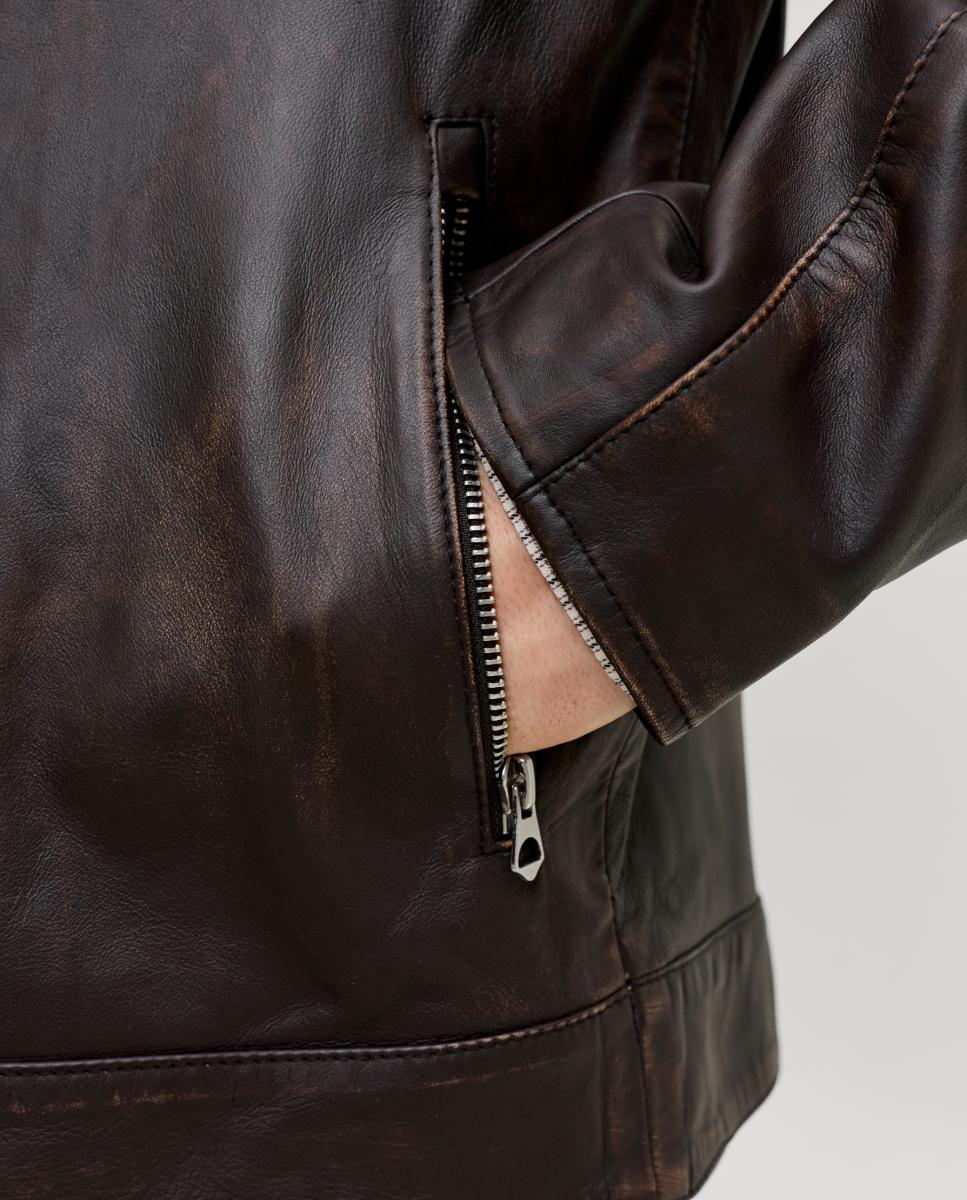 Cazadora de piel de hombre - Jack & Jones - Marrón Marrón-4