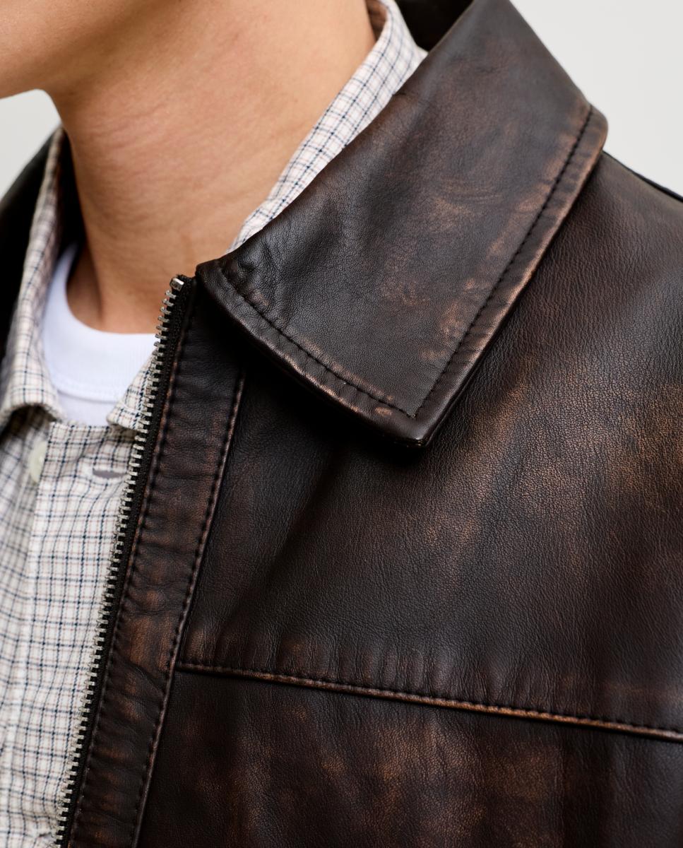 Cazadora de piel de hombre - Jack & Jones - Marrón Marrón-5