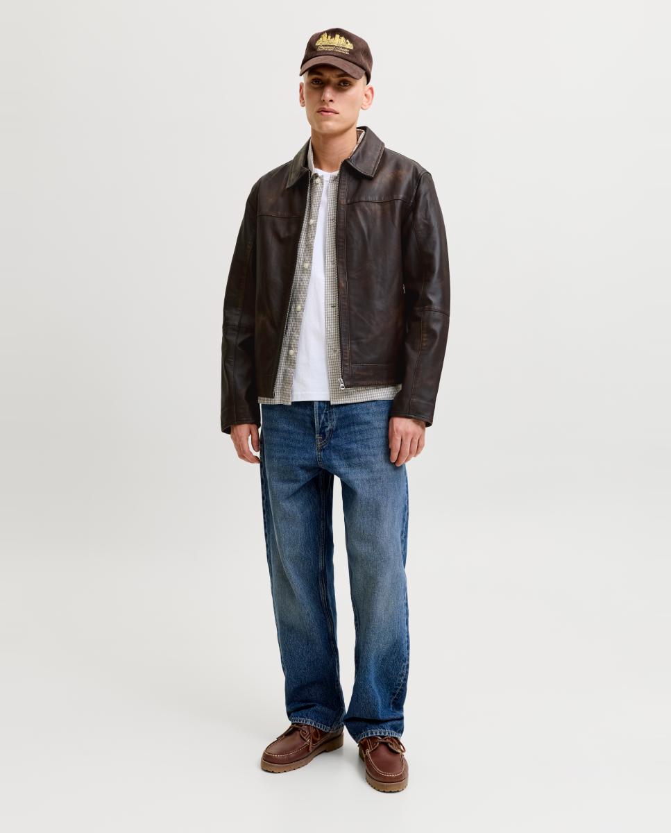 Cazadora de piel de hombre - Jack & Jones - Marrón Marrón-8