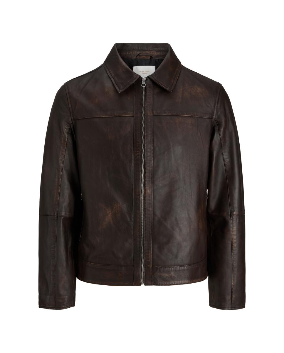 Cazadora de piel de hombre - Jack & Jones - Marrón Marrón-6