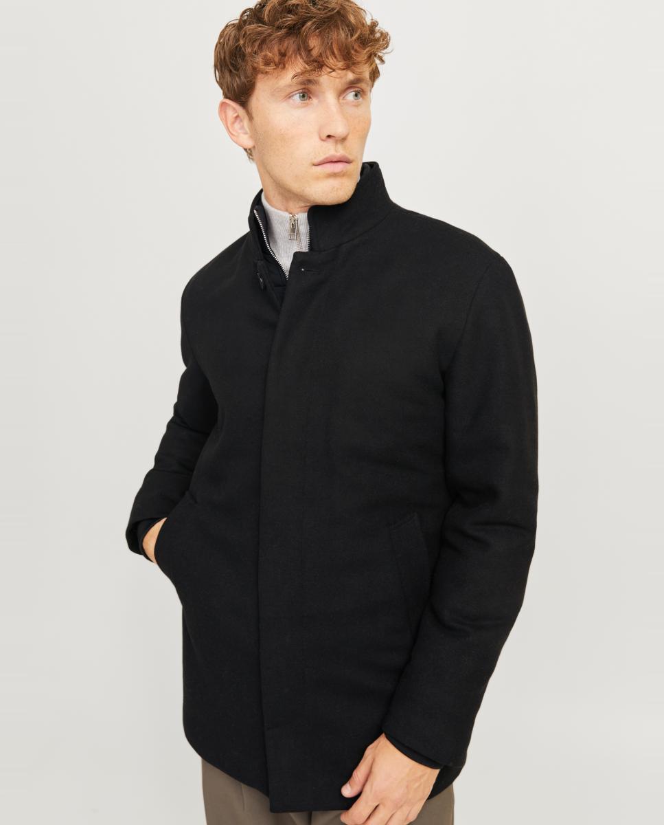 Abrigo de paño de hombre con mezcla de lana - Jack & Jones - Negro Negro-3