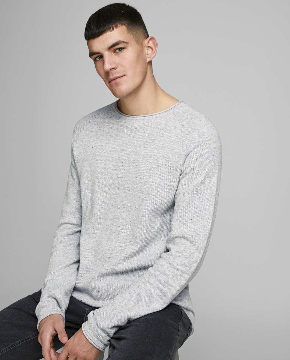 Camisola com decote redondo de homem cinzento-claro Cinzento-claro-5