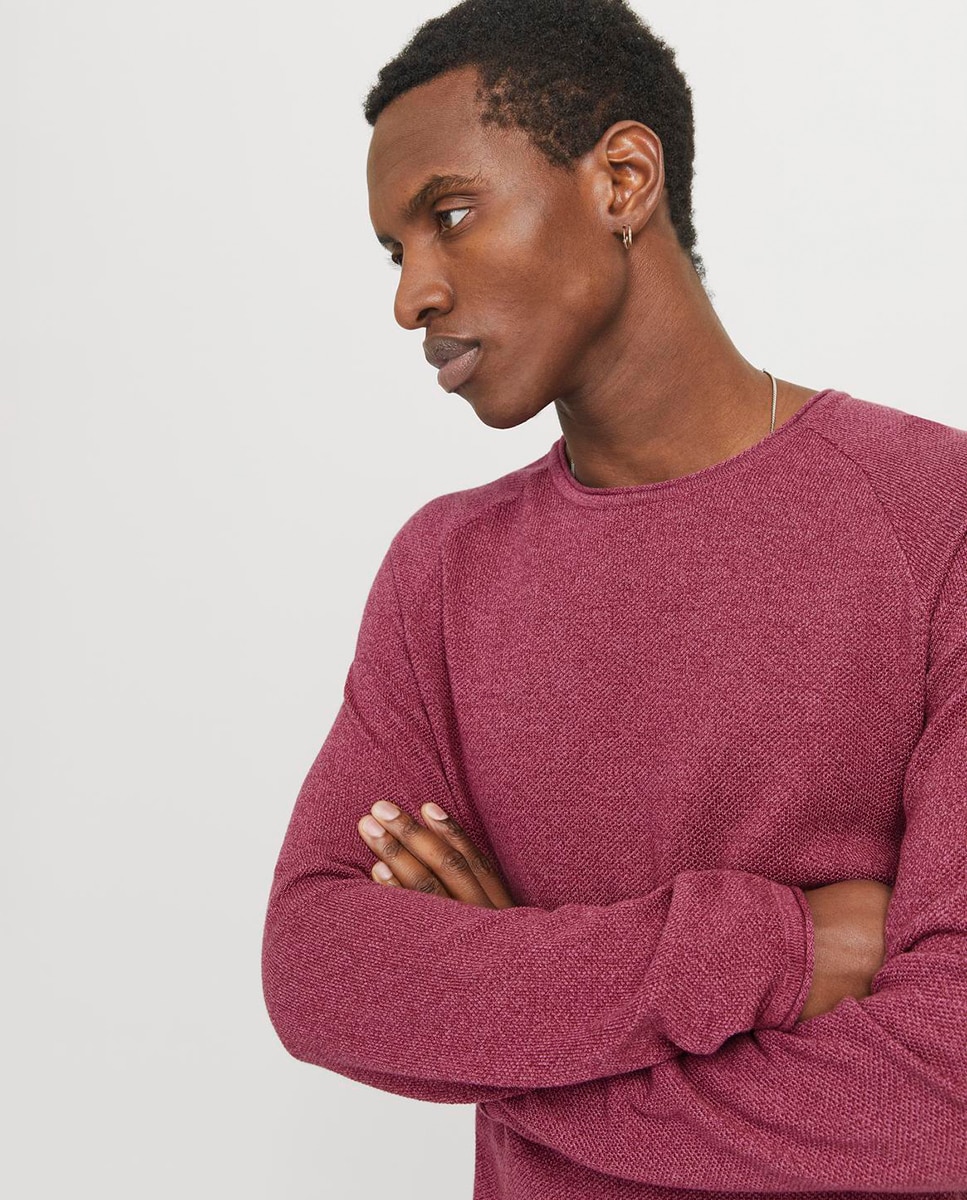 Camisola de malha cinzenta de homem com decote redondo Bordeaux-3