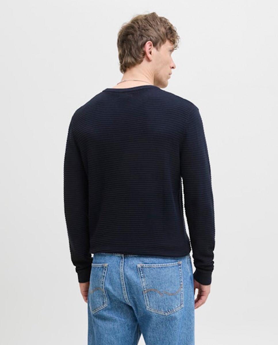 Camisola de Malha Lisa com Estrutura Azul-marinho-2