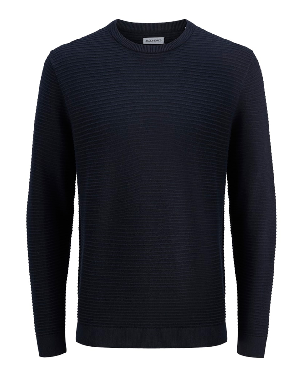 Camisola de Malha Lisa com Estrutura Azul-marinho-6