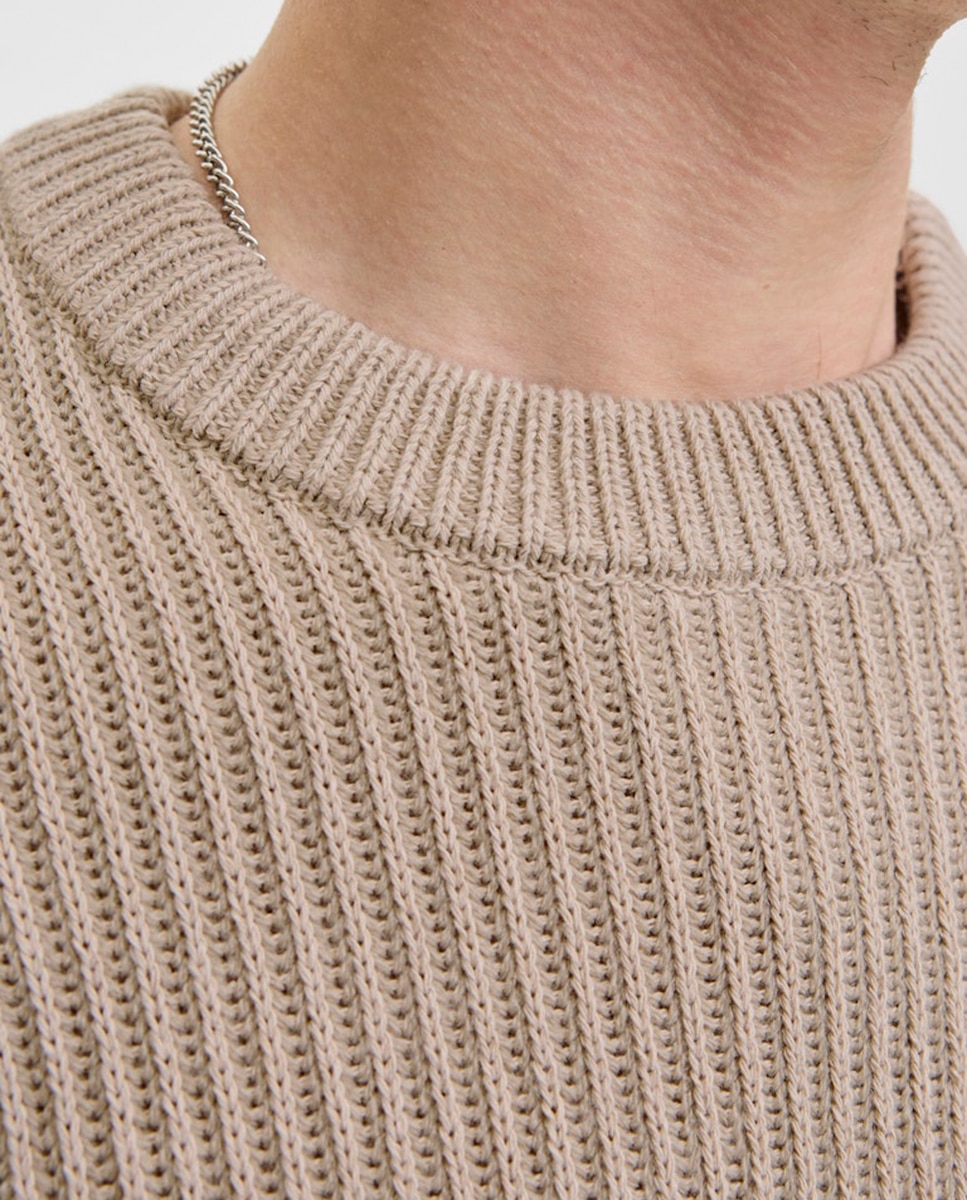 Camisola de Malha com Ponto Liso Creme-5
