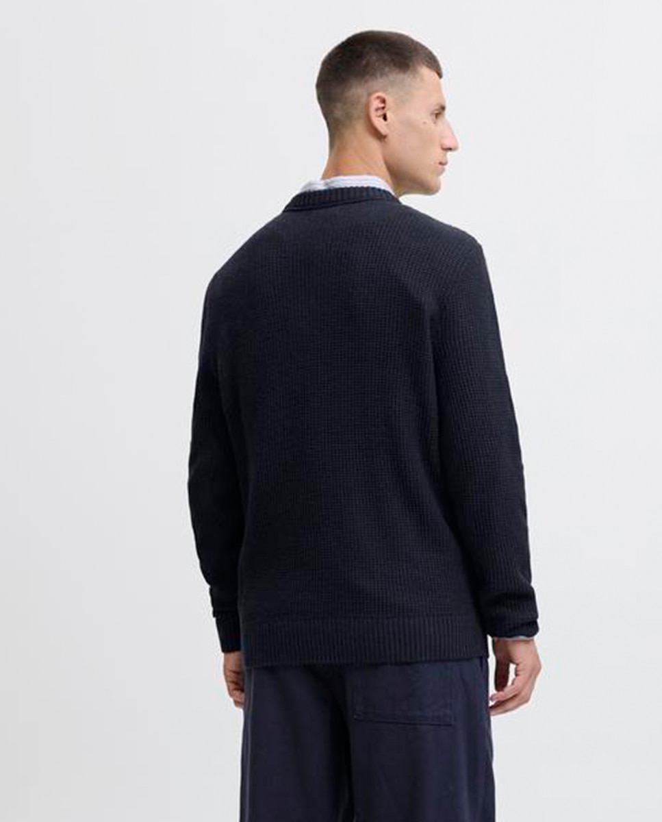 Camisola de Malha com Estrutura Azul-marinho-2