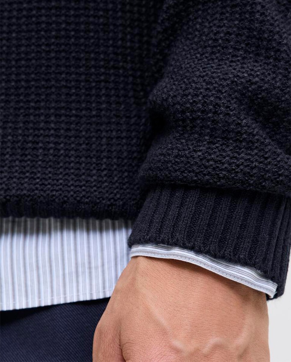 Camisola de Malha com Estrutura Azul-marinho-4