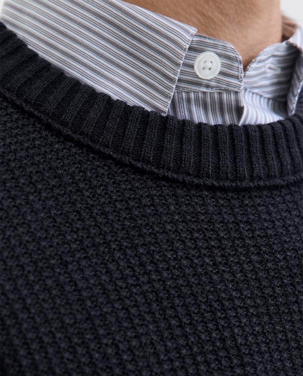 Camisola de Malha com Estrutura Azul-marinho-5