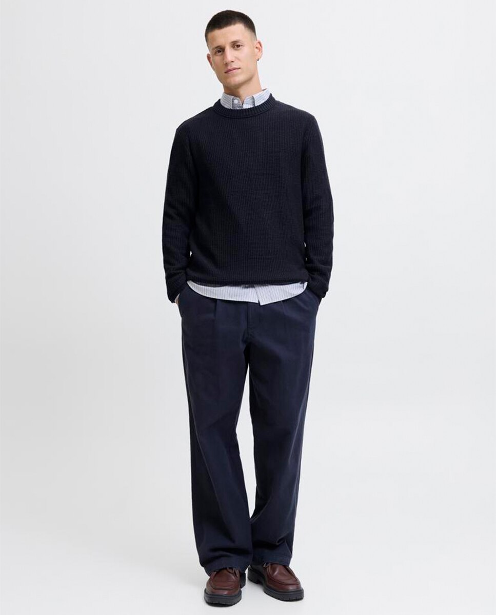 Camisola de Malha com Estrutura Azul-marinho-7