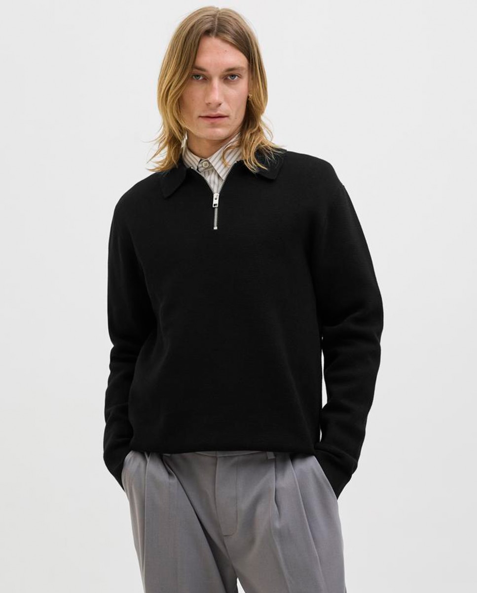 Imagem 0 de Camisola de Malha com Colarinho de Polo e Fecho de Correr
