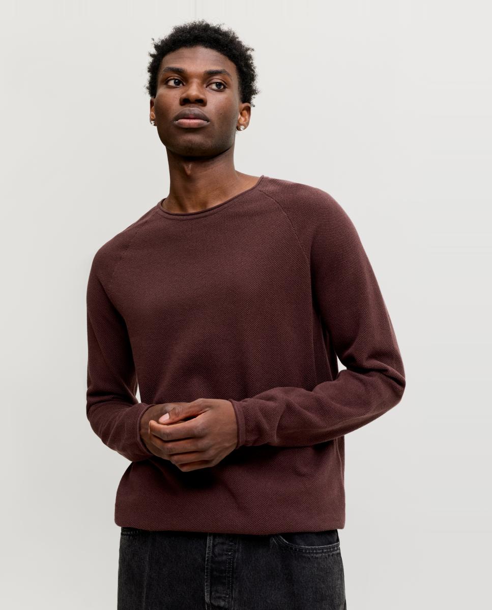 Jersey de hombre azul marino con cuello caja - Jack & Jones - Marrón Marrón-3