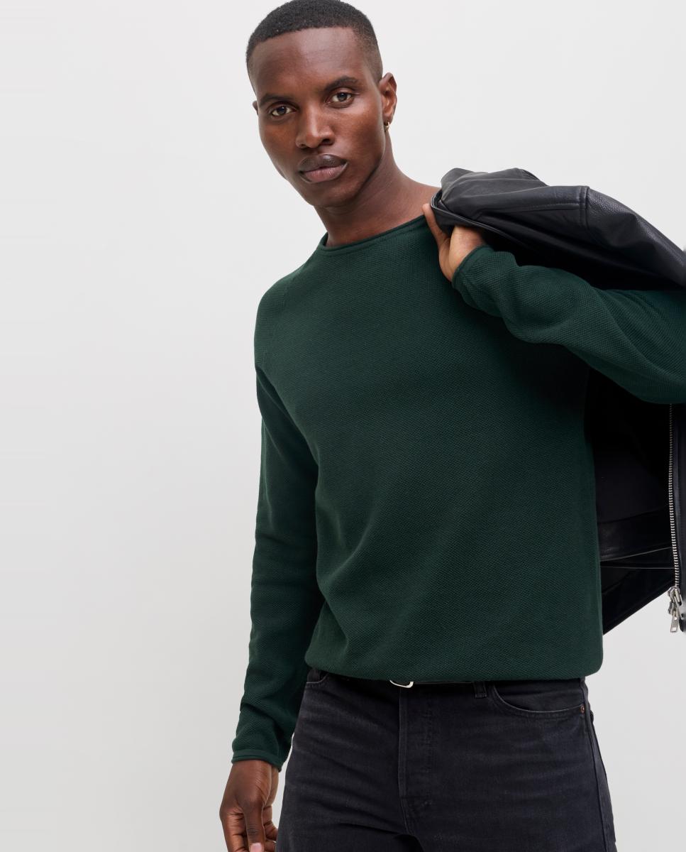 Jersey de hombre azul marino con cuello caja - Jack & Jones - Verde oscuro Verde oscuro-3