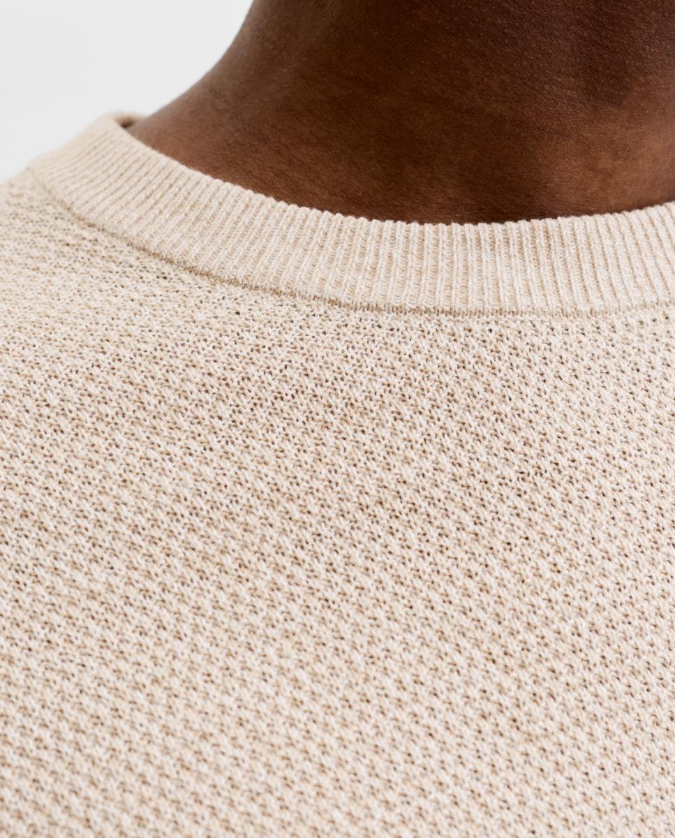 Jersey de hombre con cuello redondo y estructura - Jack & Jones - Crema Crema-5