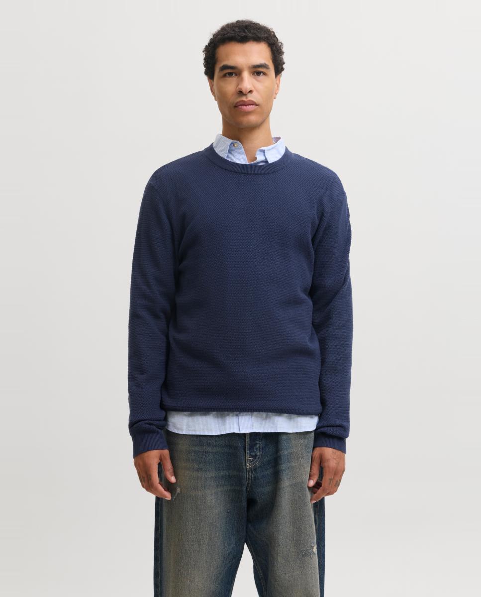 Imagen 0 de Jersey de hombre con cuello redondo y estructura Azul