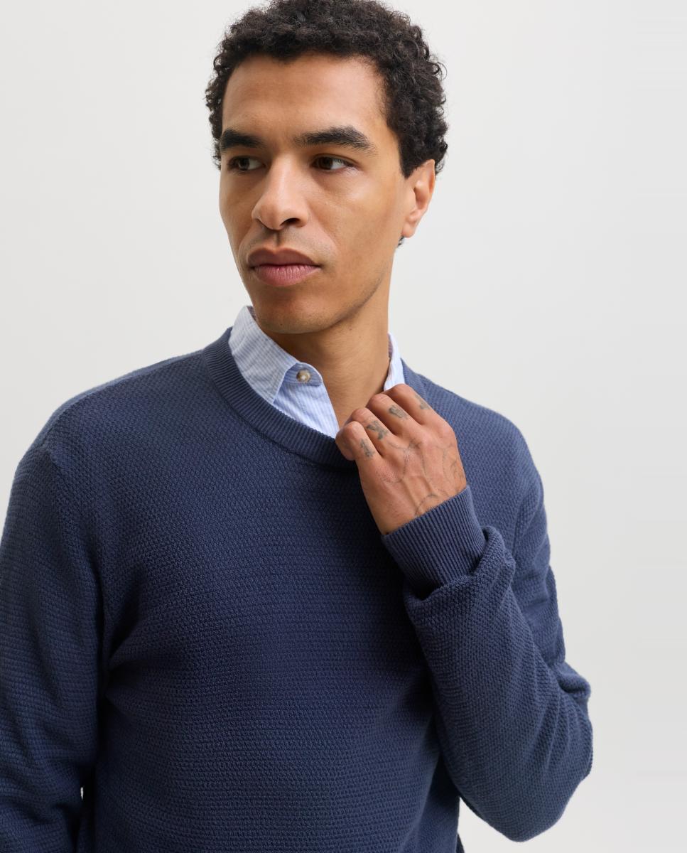 Jersey de hombre con cuello redondo y estructura - Jack & Jones - Azul Azul-3