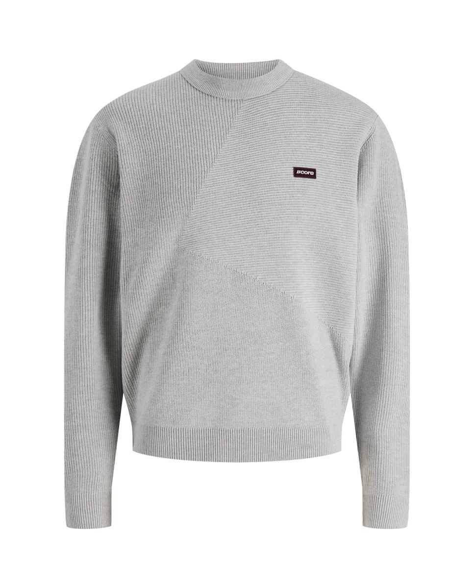 Jersey de hombre de punto con cuello redondo - Jack & Jones - Gris Gris-5