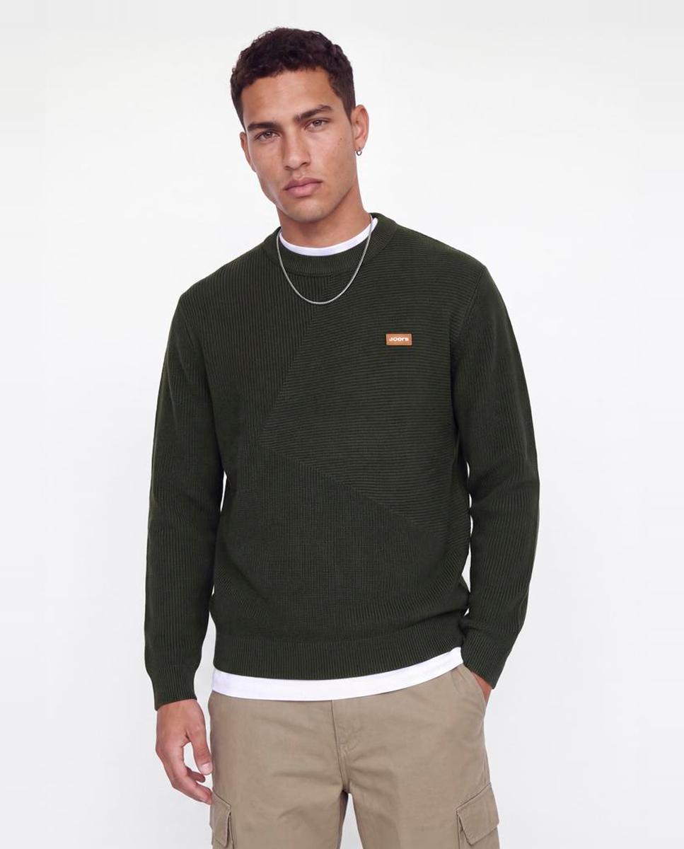 Jersey de hombre de punto con cuello redondo - Jack & Jones - Verde oscuro Verde oscuro-1