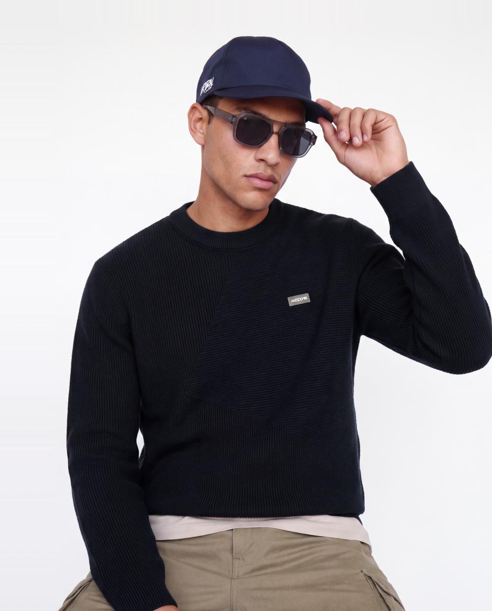 Jersey de hombre de punto con cuello redondo - Jack & Jones - Azul marino Azul marino-3