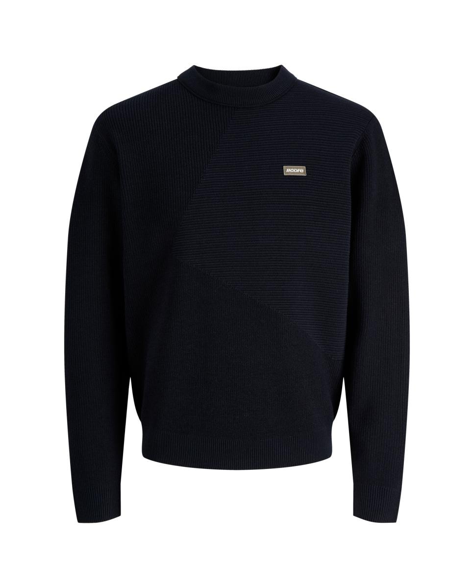 Jersey de hombre de punto con cuello redondo - Jack & Jones - Azul marino Azul marino-5