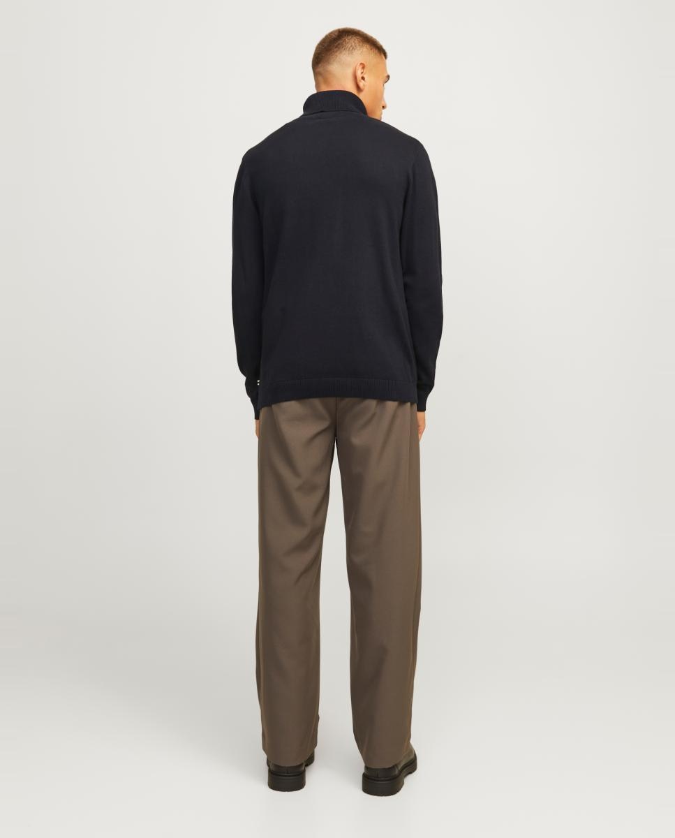 Jersey cuello alto slim con cabados en rib de hombre - Jack & Jones - Negro Negro-2