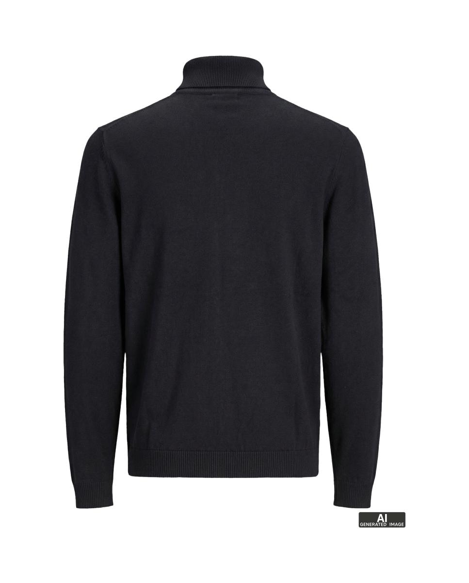 Jersey cuello alto slim con cabados en rib de hombre - Jack & Jones - Negro Negro-7